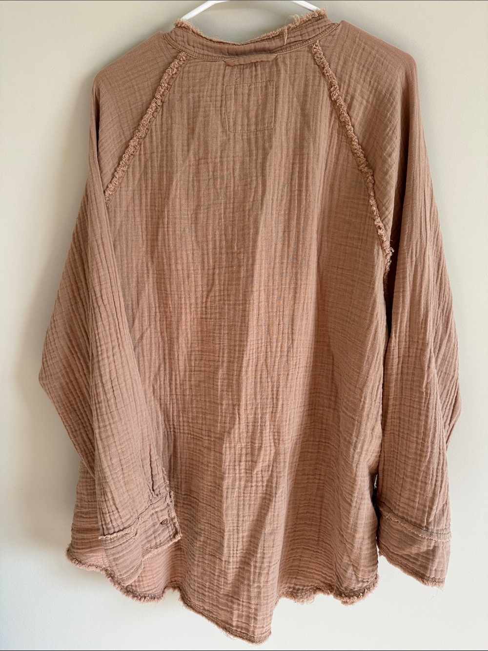aerie lightweight gauze swim coverup in blush tan - Picture 4 of 5